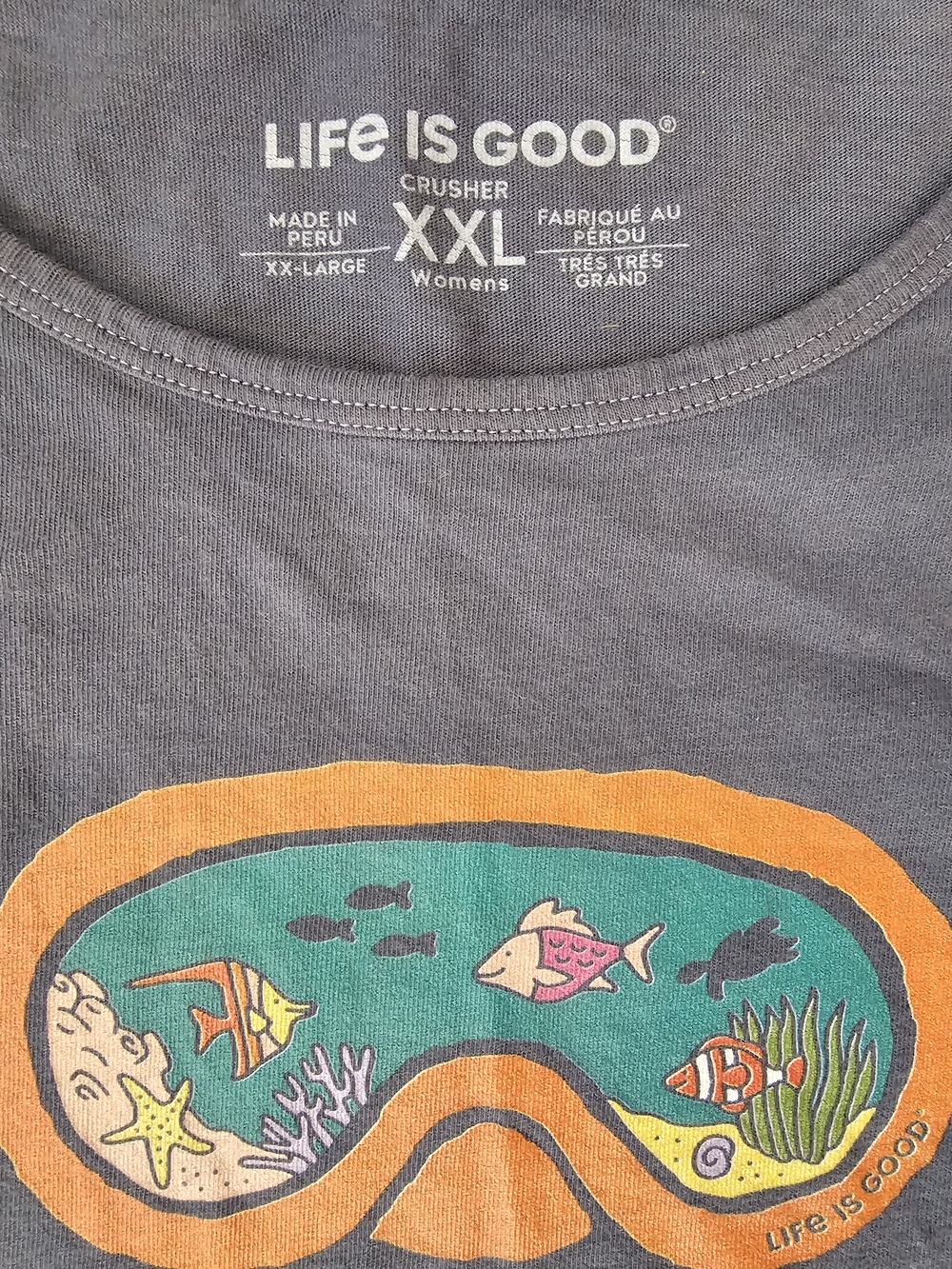 Life Is Good Blue Tank with Colorful Snorkel Goggles Graphic - Picture 4 of 5